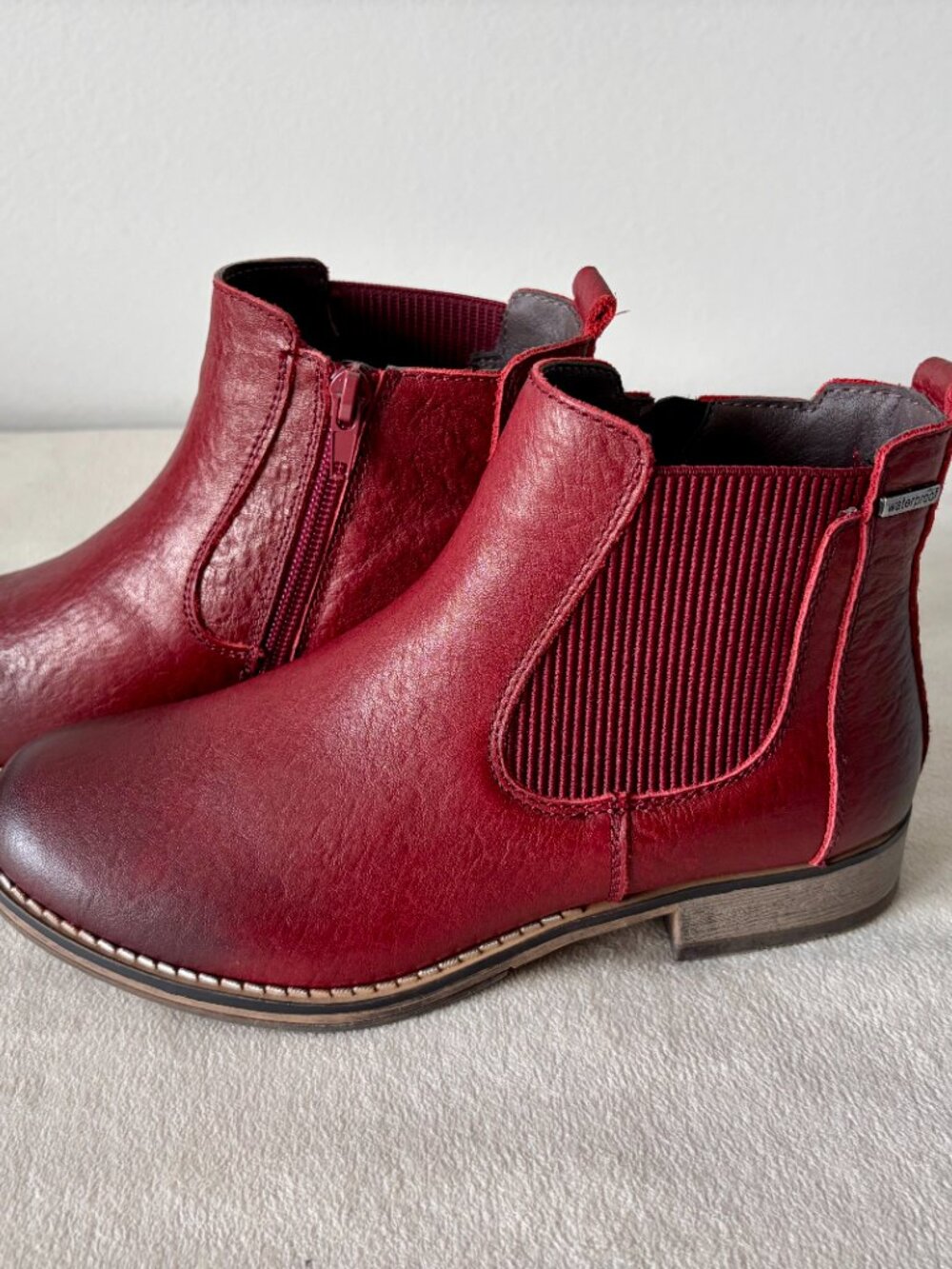 Josef Seibel Burgundy Leather Waterproof Ankle Boots - Picture 2 of 16